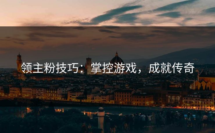 领主粉技巧：掌控游戏，成就传奇