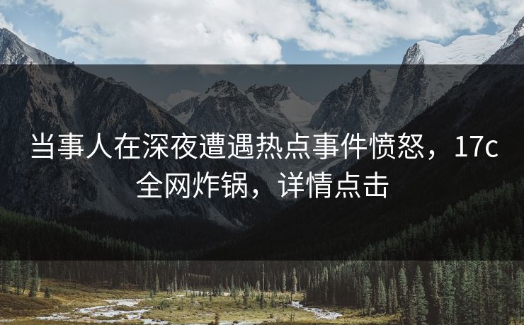 当事人在深夜遭遇热点事件愤怒，17c全网炸锅，详情点击