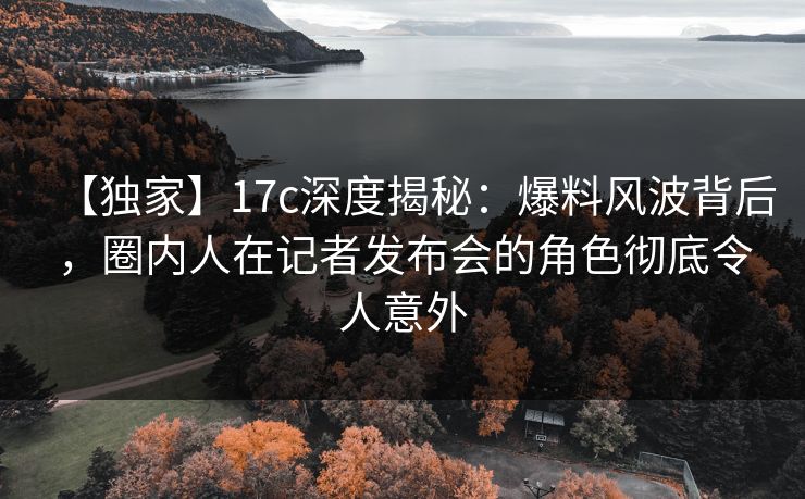 【独家】17c深度揭秘：爆料风波背后，圈内人在记者发布会的角色彻底令人意外