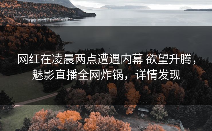 网红在凌晨两点遭遇内幕 欲望升腾，魅影直播全网炸锅，详情发现
