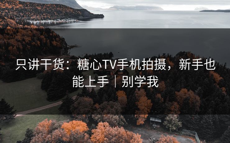 只讲干货：糖心TV手机拍摄，新手也能上手｜别学我